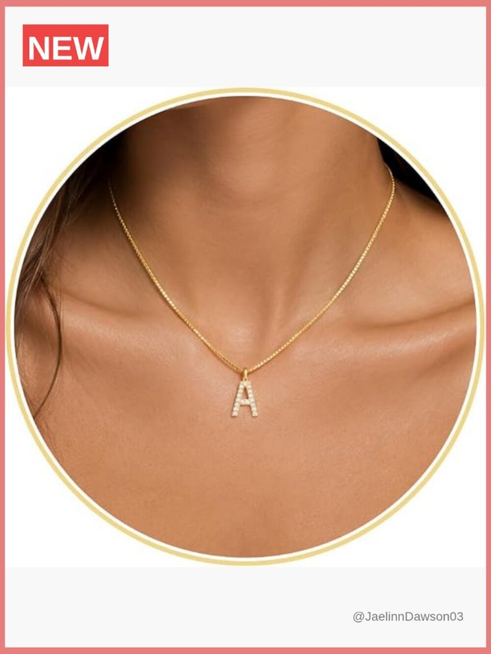 Initial Pendant Necklace, 14K Gold Plated Cubic Zirconia Letter Charm, Dainty